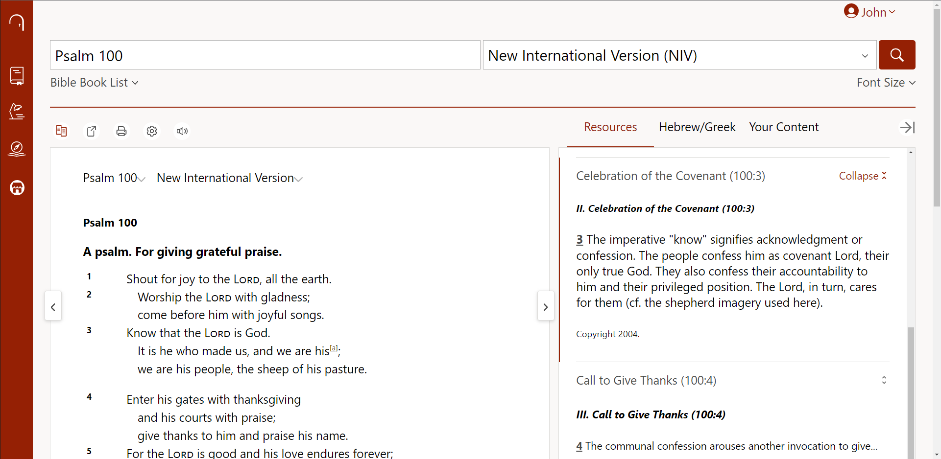 Expositor's Bible Commentary open to Psalm 100